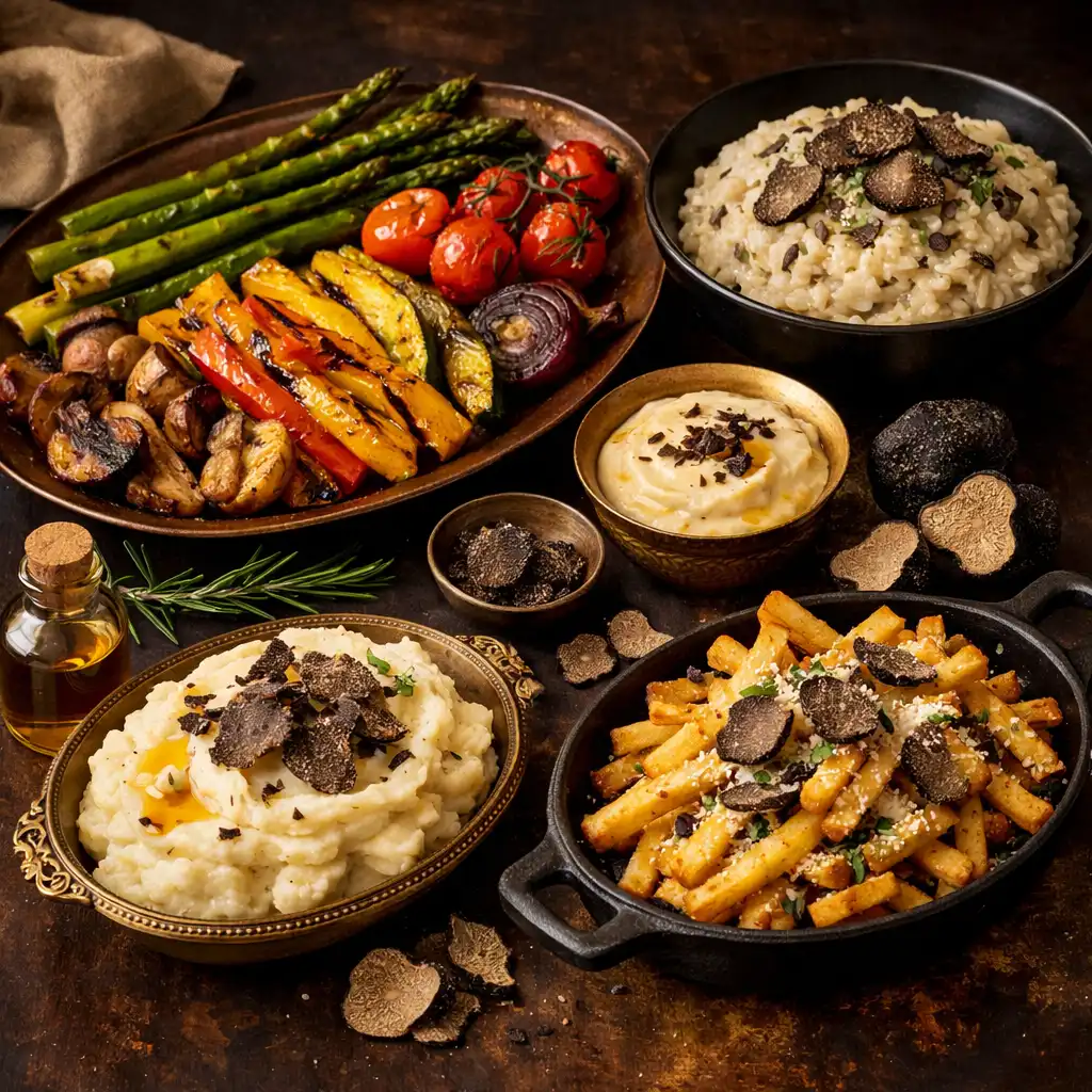 Seasonal grilled vegetables and truffle sides